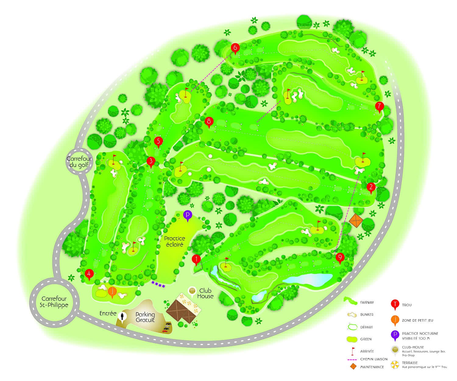 Golf Golf Sophia Country Club à Sophia Country Club - Vue aérienne du parcours